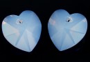 Swarovski, heart pendant, air blue opal, 10mm - x2