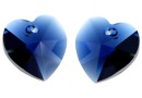 Swarovski, heart pendant, dark indigo, 10mm - x2