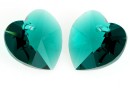 Swarovski, heart pendant, emerald, 14mm - x2