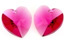 Swarovski, heart pendant, fuchsia, 18mm - x1