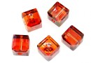 Swarovski, cube bead, red magma, 8mm - x1