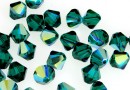 Swarovski, margele bicone, emerald aurore boreale, 4mm - x20