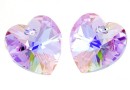 Swarovski, heart pendant, violet aurora borealis, 10mm - x2