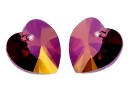 Swarovski, heart pendant, lilac shadow, 14mm - x2