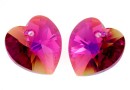 Swarovski, heart pendant, fuchsia aurora borealis, 10mm - x2