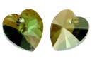 Swarovski, heart pendant, peridot bronze shade, 14mm - x2