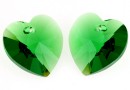 Swarovski, heart pendant, dark moss green, 14mm - x2