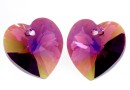 Swarovski, heart pendant, amethyst aurora borealis, 18mm - x1