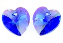 Swarovski, heart pendant, sapphire AB, 10mm - x2