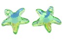 Swarovski, starfish pendant, peridot aurora borealis, 16mm - x1