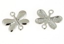 Link, butterfly, rhodium-plated 925 silver, 11x9mm - x1