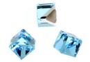 Swarovski, cube cabochon, aquamarine comet argent, 8mm - x1