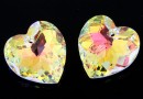 Swarovski, heart pendant, aurora borealis, 18mm - x1