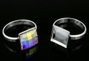 Ring base, 925 silver, square cabochon 10mm, inside 18.3mm  - x1