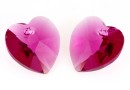 Swarovski, heart pendant, fuchsia, 14mm - x2