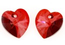 Swarovski, heart pendant, red magma, 14mm - x2