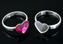 Ring base, 925 silver, heart, cabochon 10mm, inside 18.6mm - x1
