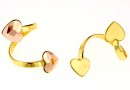 Ring base, gold-plated 925 silver, 2 hearts, 10mm - x1