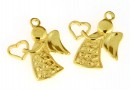 Pendant, angel, gold-plated 925 silver, 16.5x14.5mm - x1
