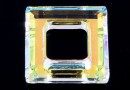 Swarovski, square ring pendant, aurora borealis, 14mm - x1