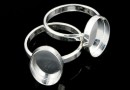 Ring base, 925 silver, oval cabochon, 14x10mm, inside 16.7mm - x1