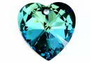 Swarovski, heart pendant, bermuda blue, 28mm - x1