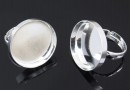 Ring base, adjustable, 925 silver, cabochon 20mm - x1