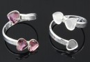 Ring base, 925 silver, 3 hearts, 6mm - x1