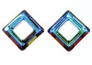 Swarovski, square ring pendant, meridian blue, 20mm - x1