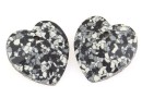 Swarovski, heart pendant, marbled black, 14mm - x2