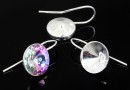 Earring base, 925 silver, rivoli 12mm - x1pair