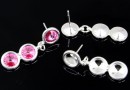 Earring base, 925 silver, 3 rivoli 6mm - x1pair