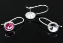 Earring base, 925 silver,rivoli 6mm - x1pair