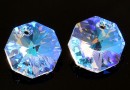 Swarovski, octagon pendant, blue aurora borealis, 12mm - x2