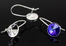 Earring border base, 925 silver, rivoli Swarovski 8mm - x1pair