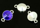 Link, base, bordered, 925 silver, rivoli Swarovski 8mm - x2