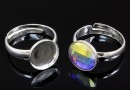 Ring base, 925 silver, adjustable, cabochon 10mm - x1