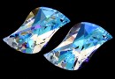 Swarovski, wave leaf pendant, blue aurora borealis, 30mm - x1