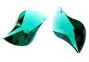 Swarovski, wave leaf pendant, emerald, 30mm - x1