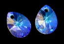 Swarovski, drop pendant, blue aurora borealis, 8mm - x4