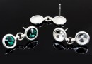 Earring base, 925 silver, 2 rivoli 6mm - x1pair