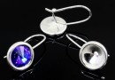 Earring border base, 925 silver, rivoli Swarovski 8mm - x1pair