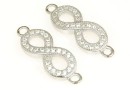 Link, infinity, crystals, rhodium-plated 925 silver, 21mm - x1