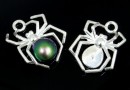 Pendant base, spider, 925 silver, 15mm - x1