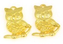 Pendant, owl, gold-plated 925 silver, 16mm - x1