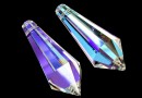 Swarovski, faceted drop pendant, blue aurora borealis, 38mm - x1