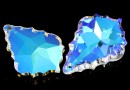 Swarovski, flat baroque pendant, blue aurora borealis, 63mm - x1