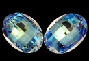 Swarovski, oval pendant, blue aurora borealis, 32mm - x1