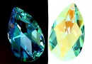 Swarovski, drop pendant, antique green blue aurora borealis, 38mm - x1