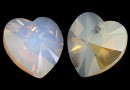 Swarovski, heart pendant, white opal golden shadow, 10mm - x2